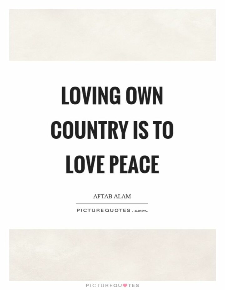 "Loving own country is to love peace." - Aftab Alam