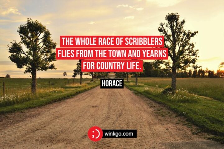 "The whole race of scribblers flies from the town and yearns for country life." - Horace