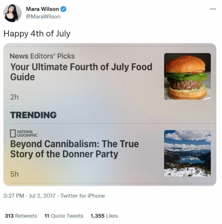 "Happy 4th of July. Your ultimate fourth of July food guide. Beyond cannibalism: The true story of the Donner party."