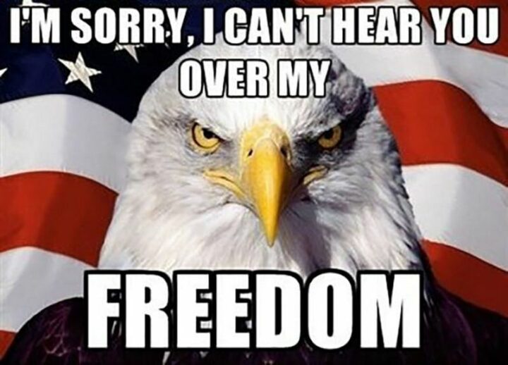 "I'm sorry, I can't hear you over my freedom."
