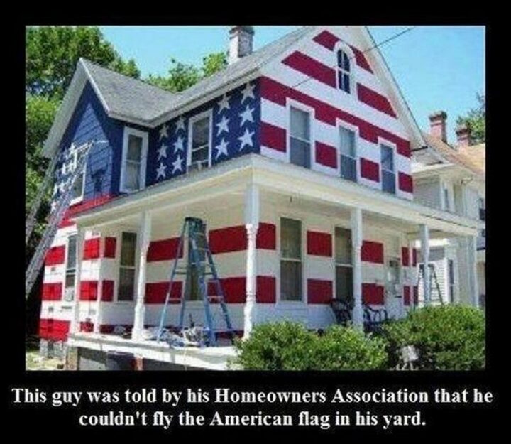 "This guy was told by his Homeowners Association that he couldn't fly the American flag in his yard."