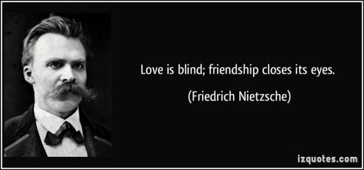"Love is blind; friendship closes its eyes." - Friedrich Nietzsche