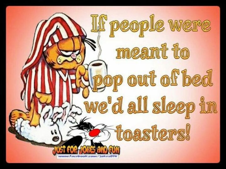 31 Funny Cartoon Quotes - "If people were meant to pop out of bed we'd all sleep in toasters!" - Garfield