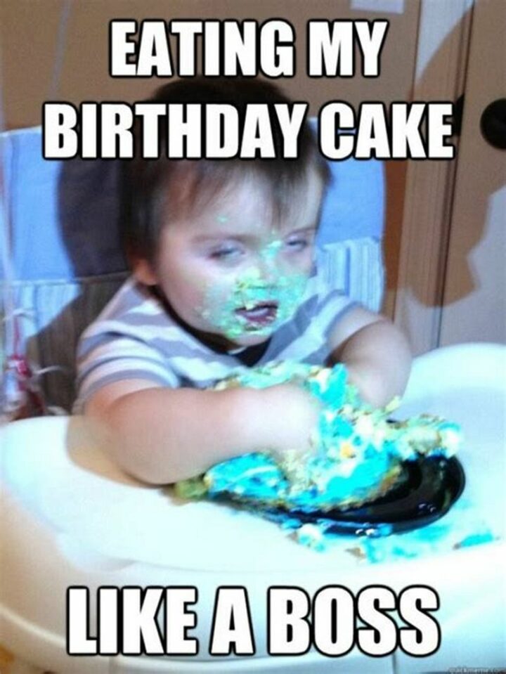 "Eating my birthday cake like a boss."