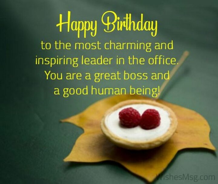 "Happy birthday to the most charming and inspiring leader in the office. You are a great boss and a good human being!"