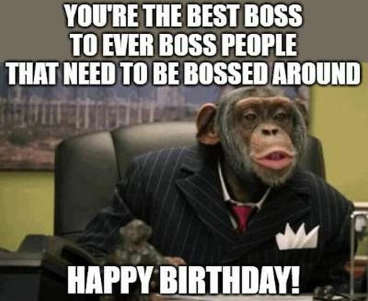 "You're the best boss to ever boss people that need to be bossed around. Happy birthday!"