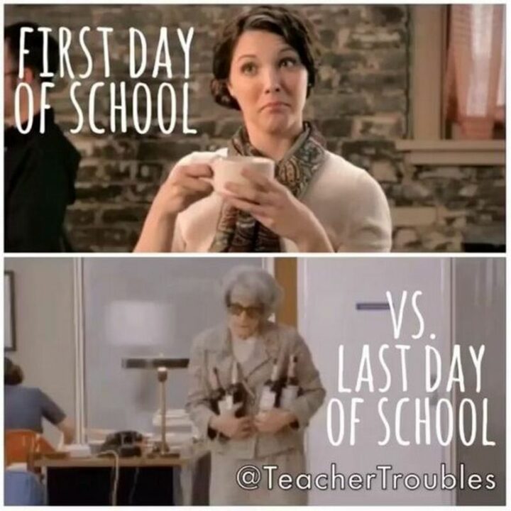 "First day of school VS last day of school."