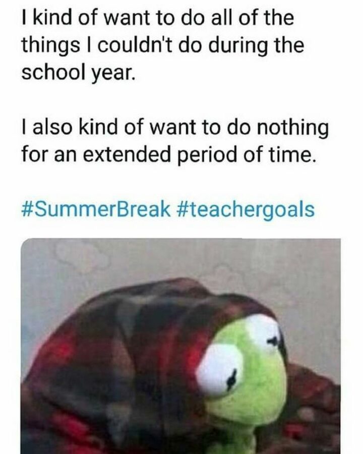 "I kind of want to do all the things I couldn't do during the school year. I also kind of want to do nothing for an extended period of time. Summer break. Teacher goals."