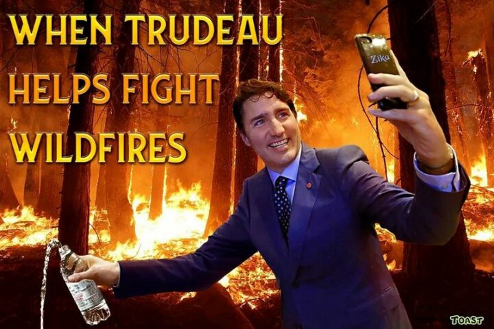 "When Trudeau helps fight wildfires."
