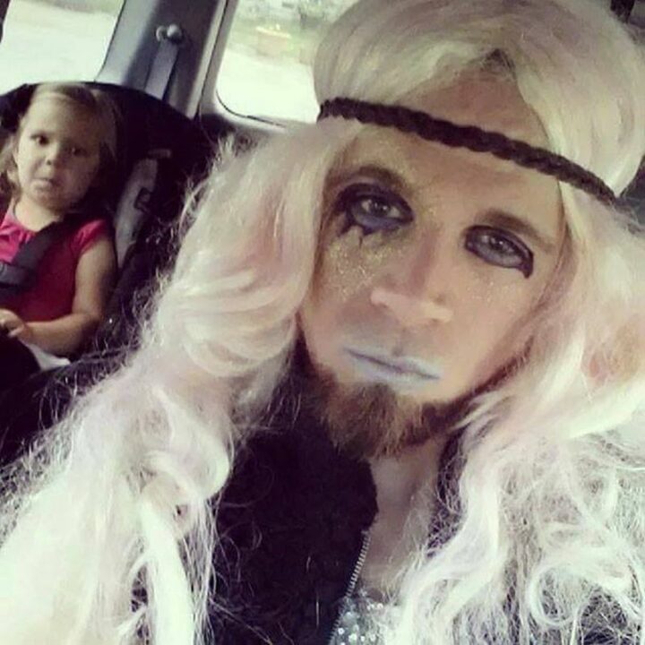 Dad is scaring his daughter.