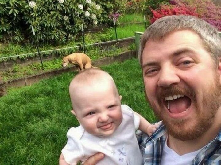 "I may see a better selfie of a man, a baby, and a dog this month but I doubt it."