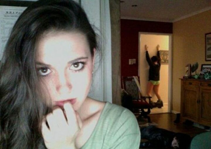 "Three people, one webcam."