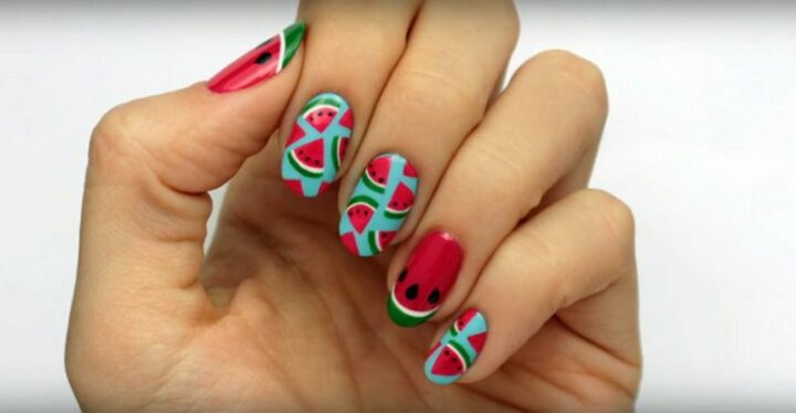 Watermelon nails.