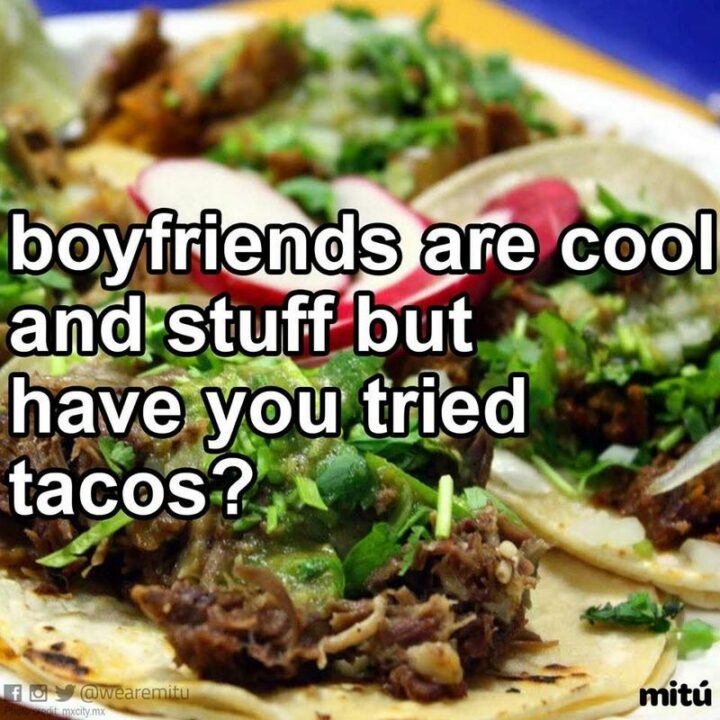 43 Taco Tuesday Memes - "Boyfriends are cool and stuff but have you tried tacos?"