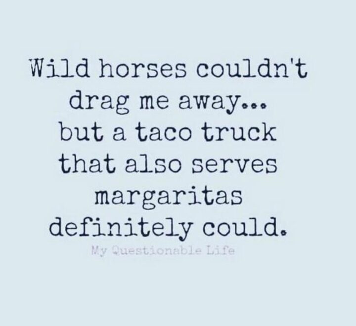 "Wild horses couldn't drag me away...But a taco truck that also serves margaritas definitely could."