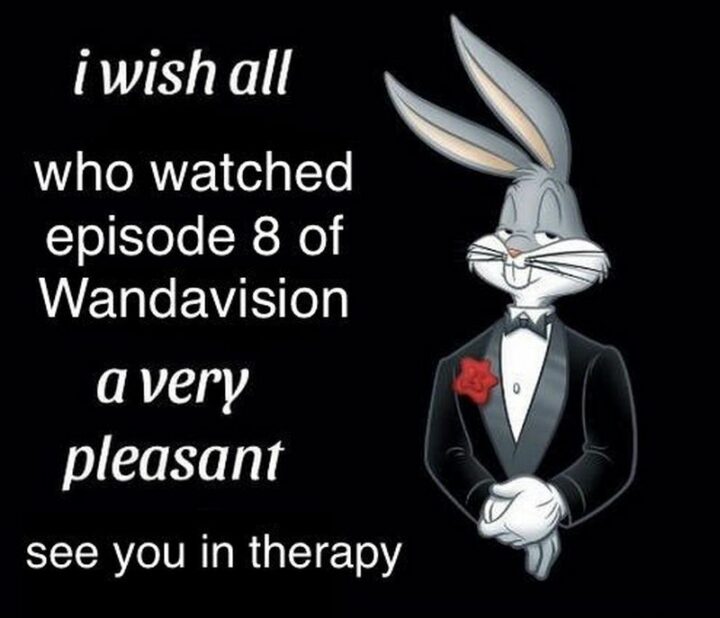 "I wish all who watched episode 8 of WandaVision a very pleasant see you in therapy."