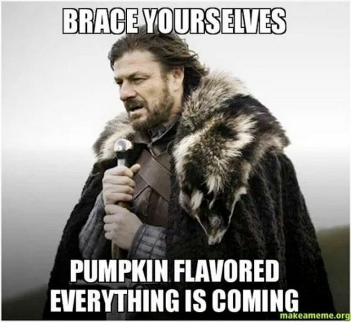 45 Fall Memes - "Brace yourselves. Pumpkin flavored everything is coming."
