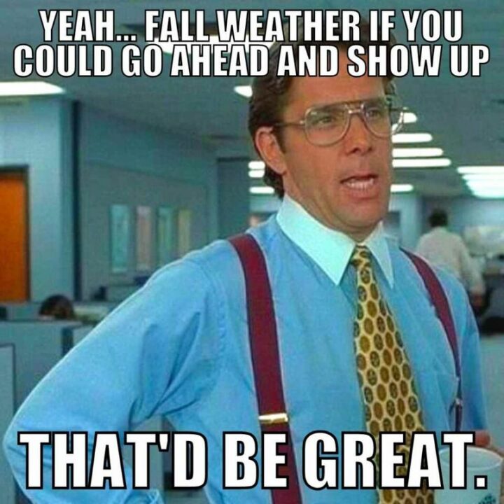 "Yeah...Fall weather if you could go ahead and show up that'd be great."