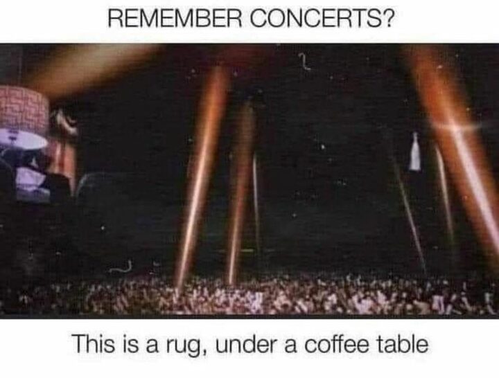 "Remember concerts? This is a rug, under a coffee table."