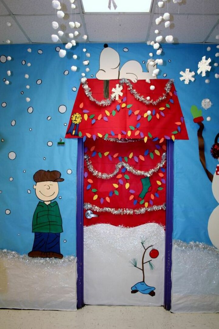 Charlie Brown Classroom Christmas Door Decoration.