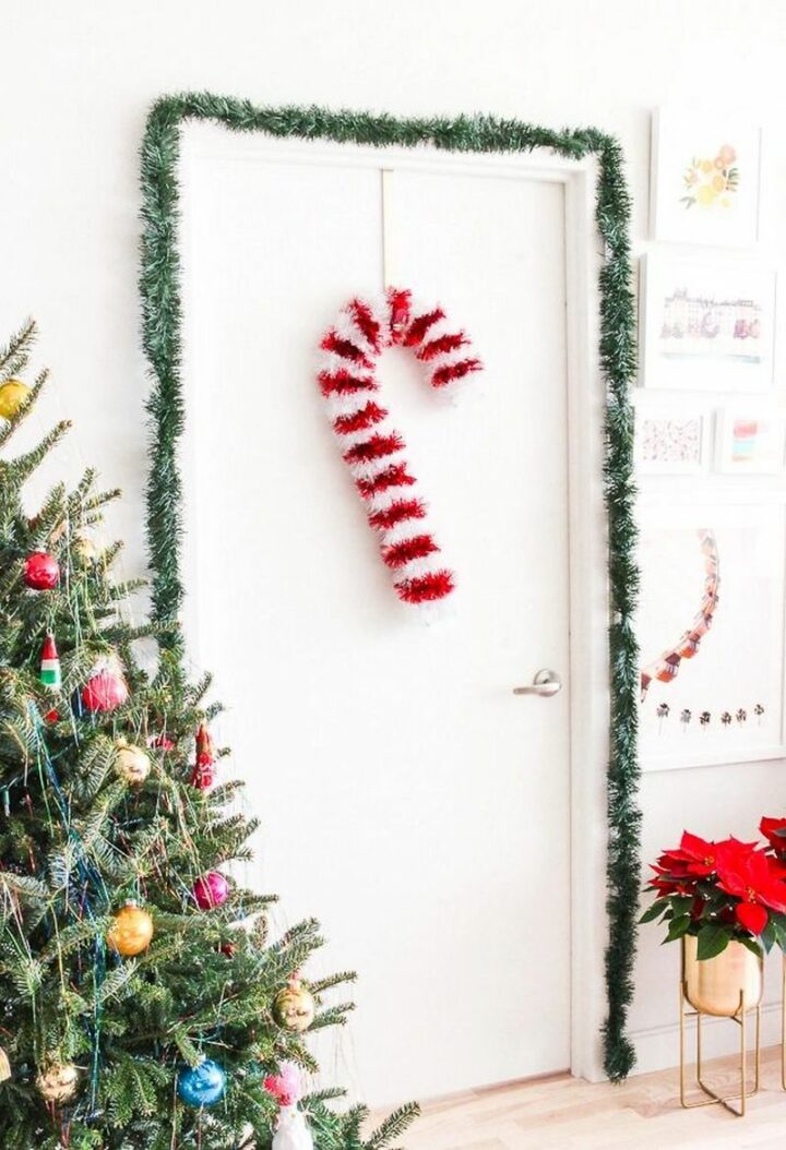 DIY Candy Cane Wreath.