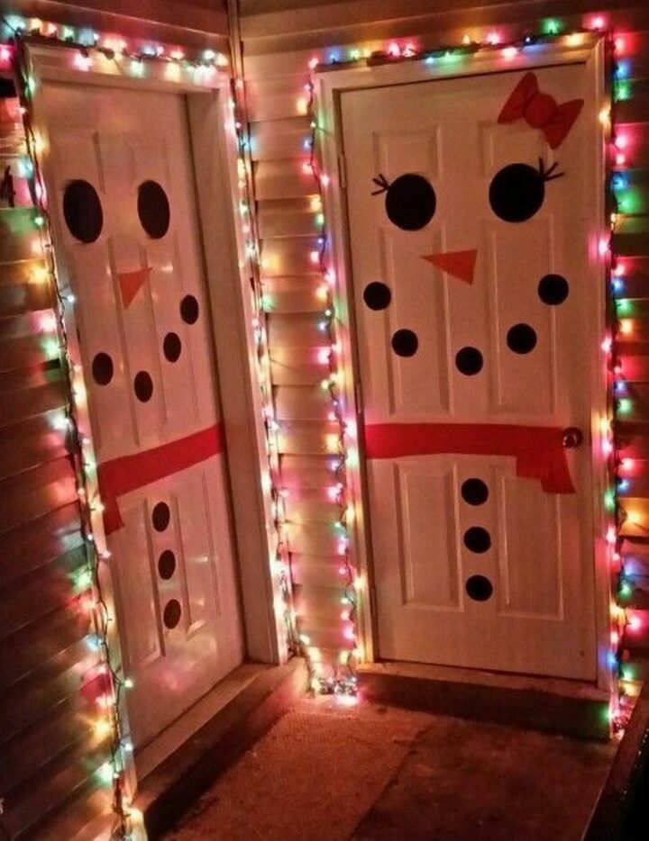 Boy and Girl Snowman Christmas Door Decorations.