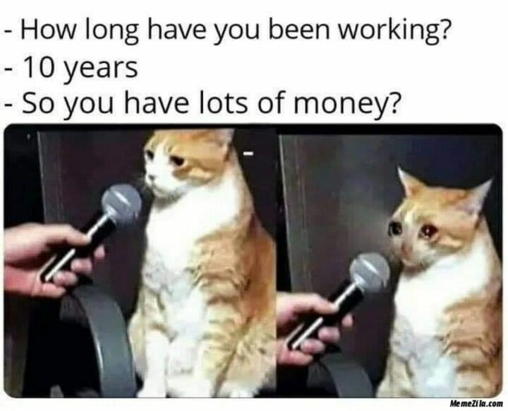 "How long have you been working? 10 years. So you have lots of money?"