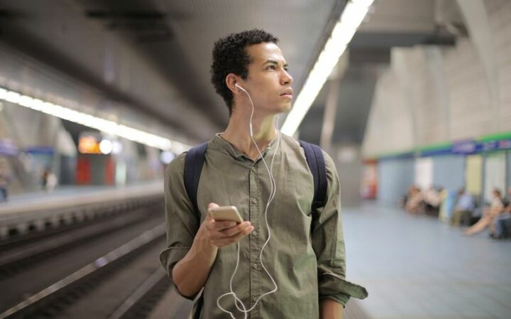 Listen to a podcast while commuting.