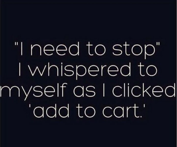 "'I need to stop,' I whispered to myself as I clicked 'add to cart.'" 