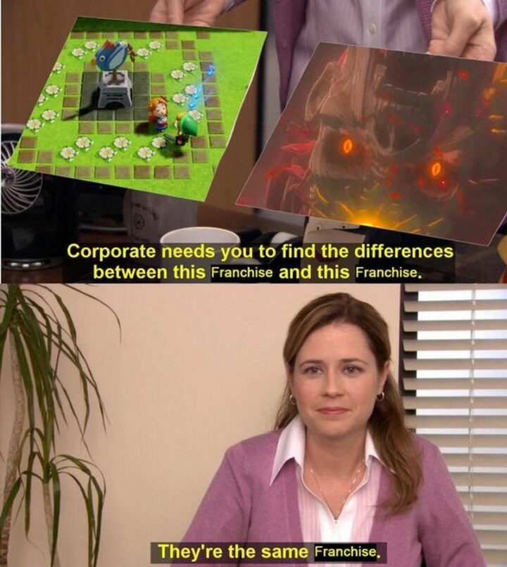 33 Zelda Memes - "Corporate needs you to find the difference between this franchise and this franchise. They're the same franchise."