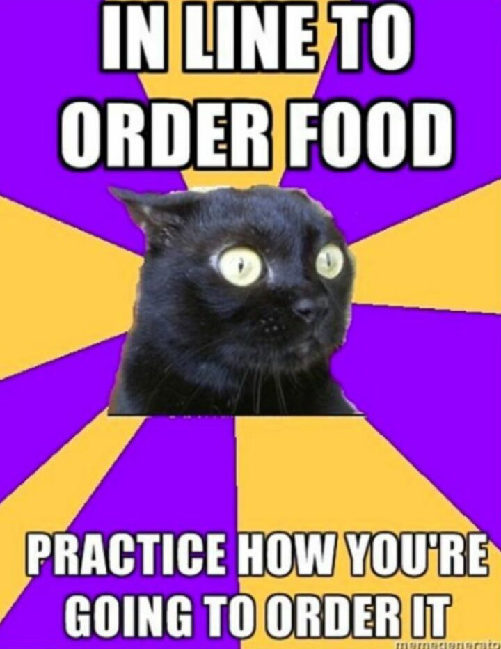 "In line to order food. Practice how you're going to order it."