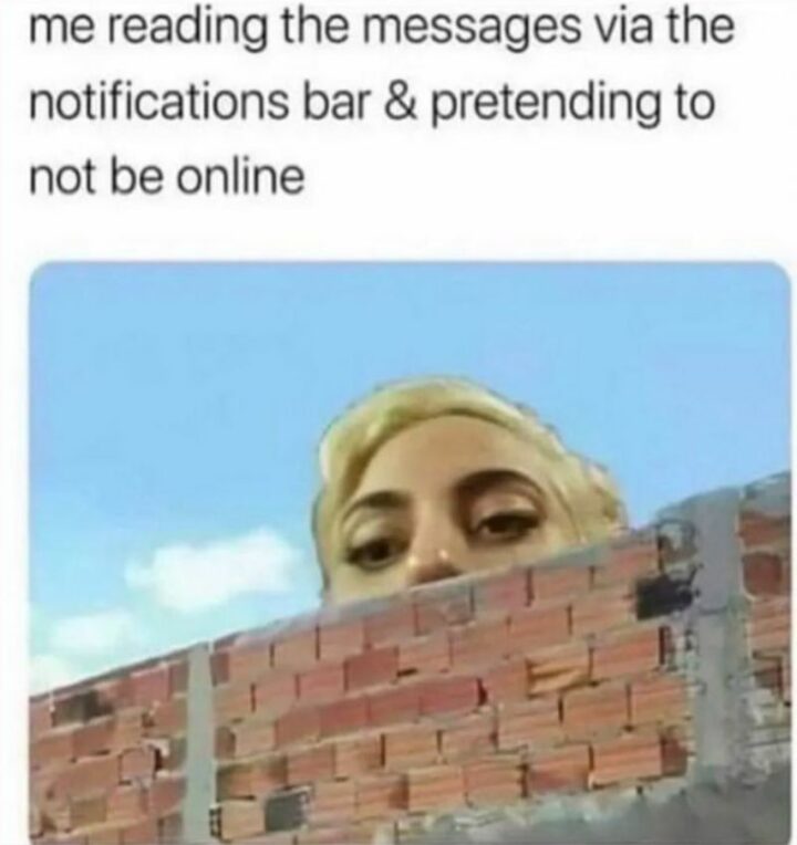 "Me reading the messages via the notifications bar and pretending to not be online."