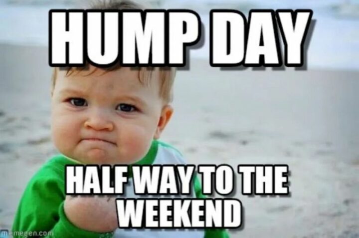 "Hump day. Halfway to the weekend."