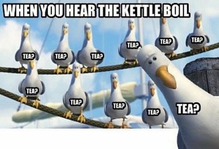 "When you hear the kettle boil: Tea?"