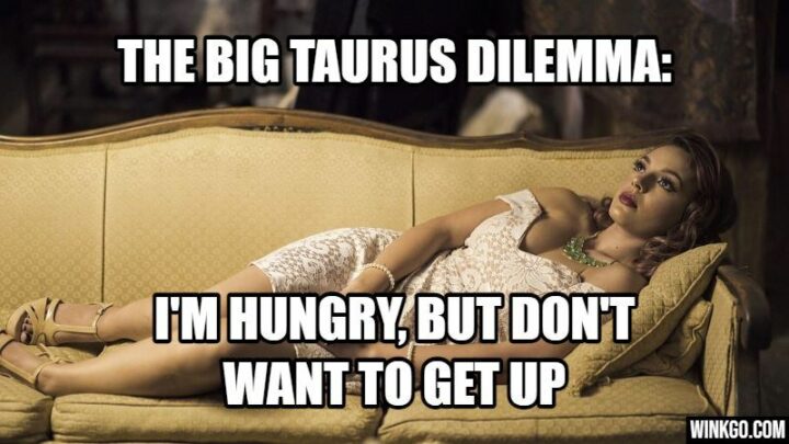 "The big Taurus dilemma: I'm hungry, but don't want to get up."