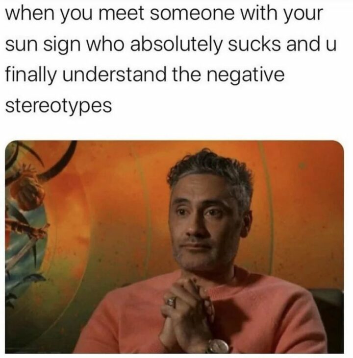 "When you meet someone with your sun sign who absolutely sucks and u finally understand the negative stereotypes."