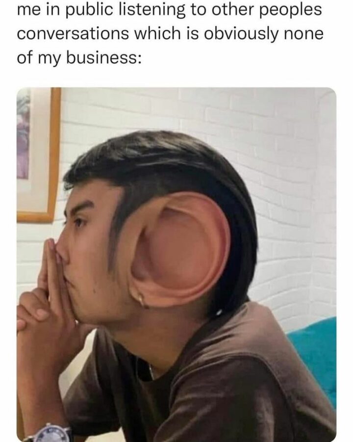 35 Silly Memes - "Me in public listening to other people's conversations which are obviously none of my business:"