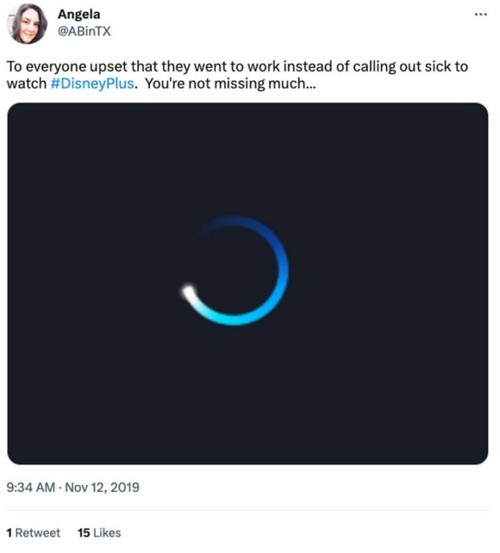 "To everyone upset that they went to work instead of calling out sick to watch Disney Plus. You're not missing much..."
