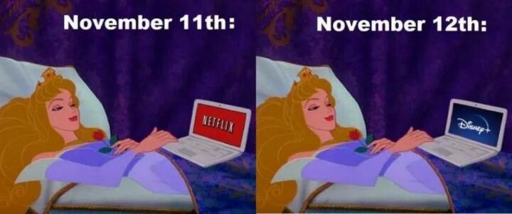 "November 11th: Netflix. November 12th: Disney+."