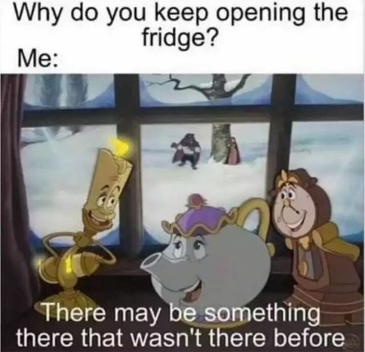 "Why do you keep opening the fridge? Me: There may be something there that wasn't there before."