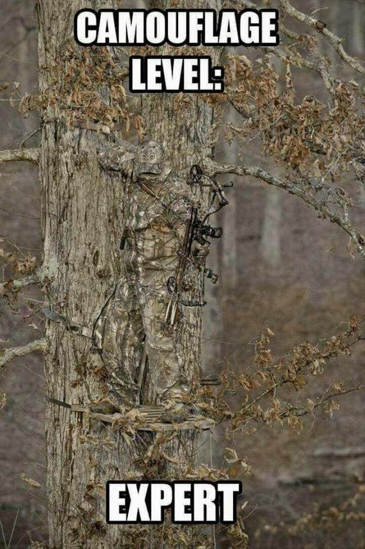 47 Top Hilarious Hunting Memes - "Camouflage level: Expert."