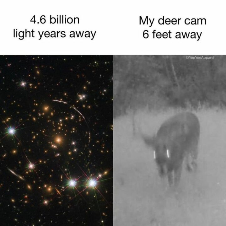 47 Top Hilarious Hunting Memes - "4.6 billion light years away. My deer cam 6 feet away."