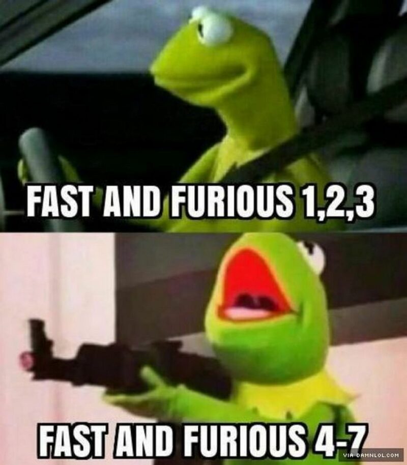 "Fast and Furious 1, 2, 3. Fast and Furious 4-7."