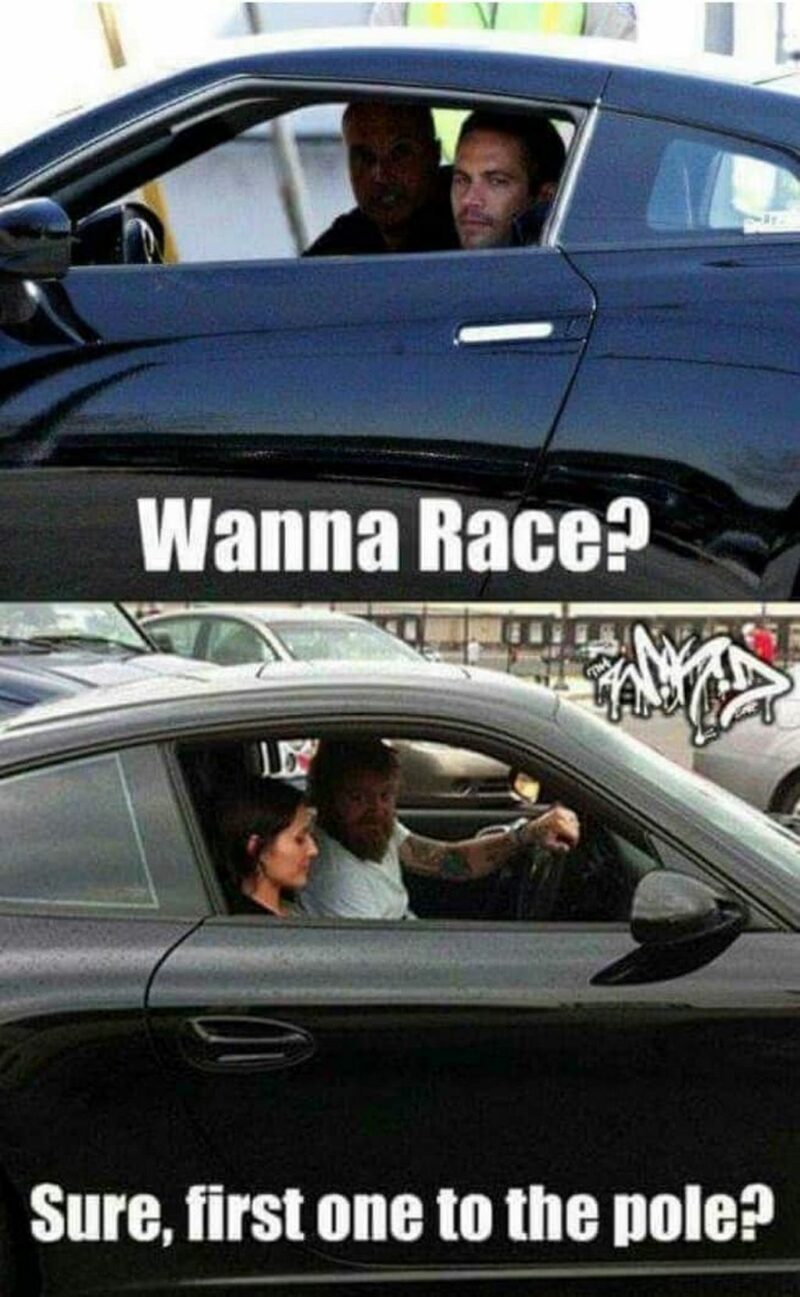"Wanna race? Sure, first one to the pole?"