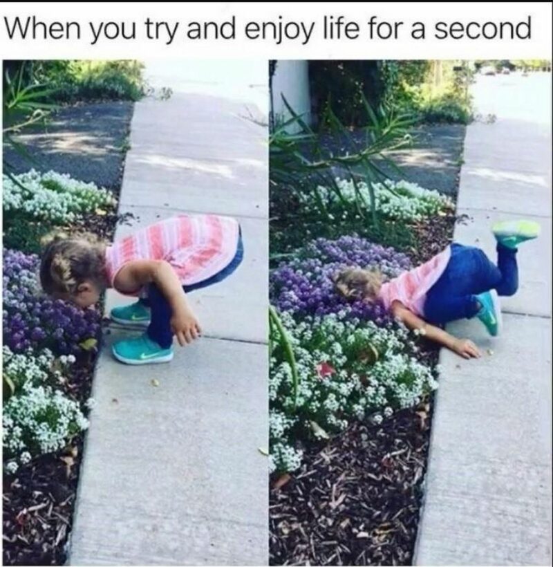 "When you try to enjoy life for a second."