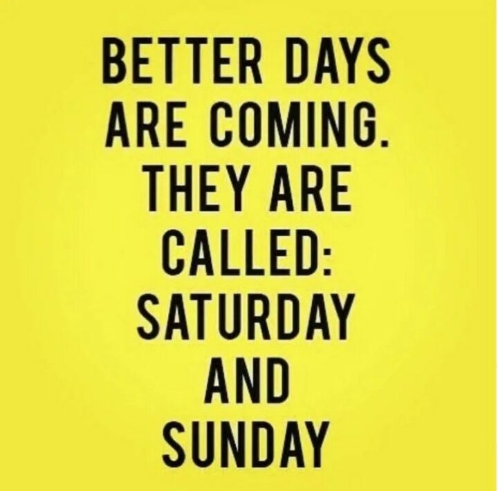 61 Happy Friday Eve Memes - "Better days are coming. They are called: Saturday and Sunday."