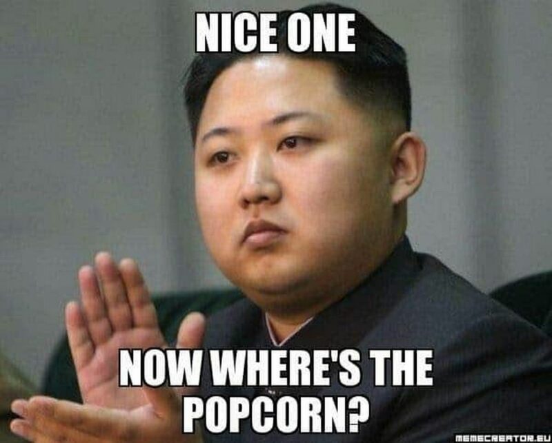 "Nice one. Now where's the popcorn?"