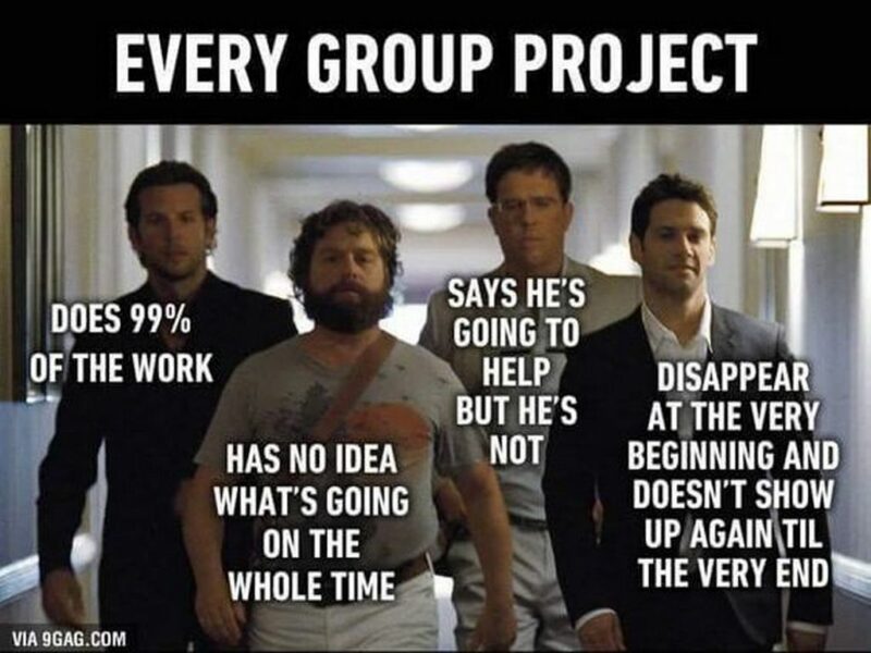 "Every group project. Does 99% of the work. Has no idea what's going on the whole time. Says he's going to help but he's not. Disappear at the very beginning and doesn't show up again til the very end."