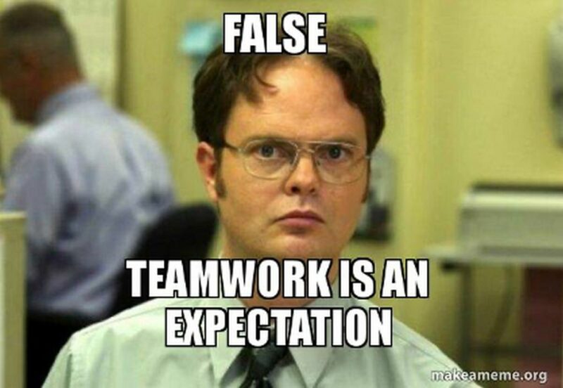 "False. Teamwork is an expectation."