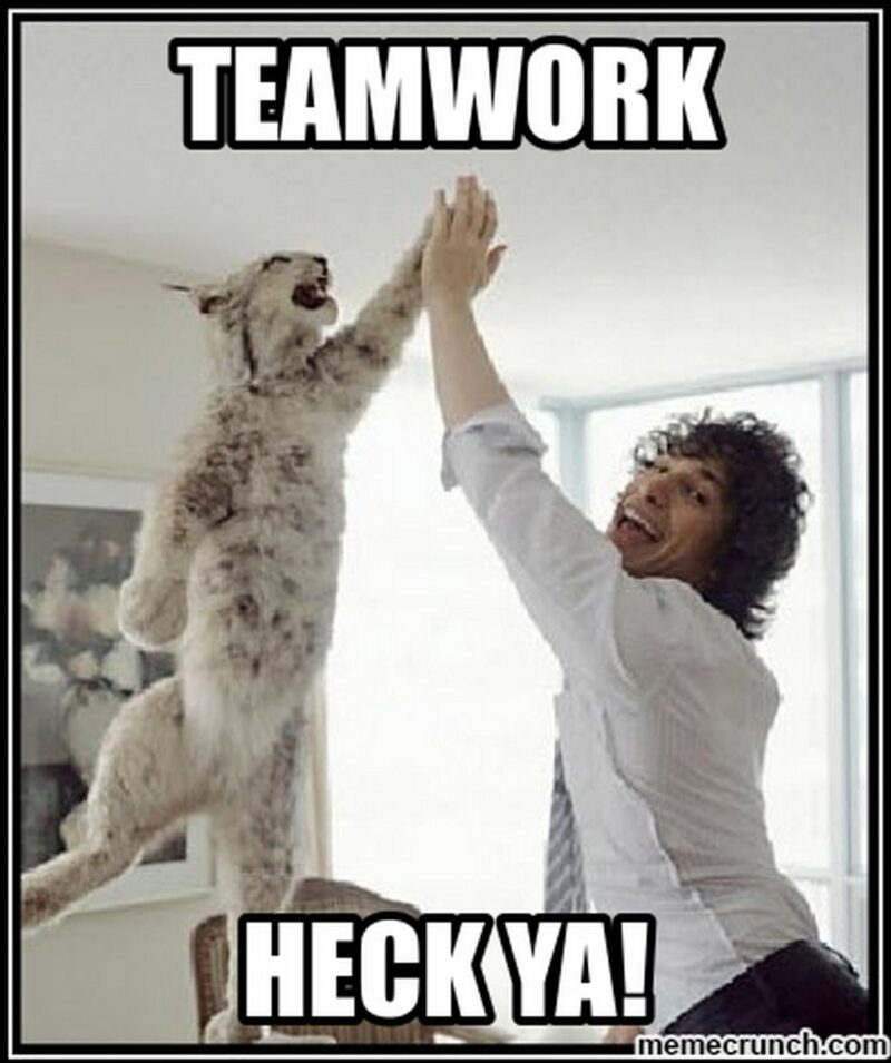 "Teamwork. Heck ya!"